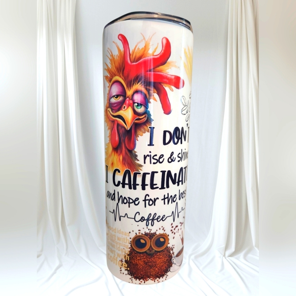 Colorful Rooster Coffee Tumbler. Hand Crafted 20oz